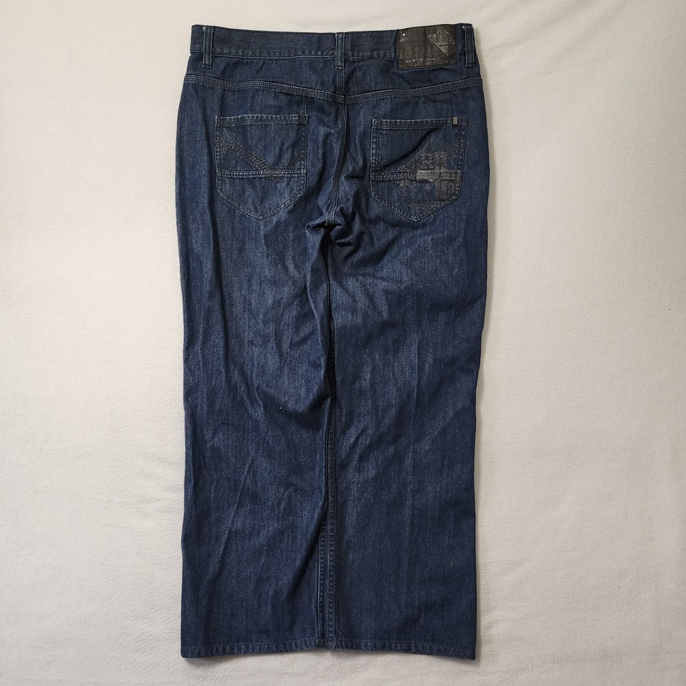 Vintage Y2k Rocawear Baggy Jeans Mens 40x30 Skater Wide Dark Wash Embroidered
